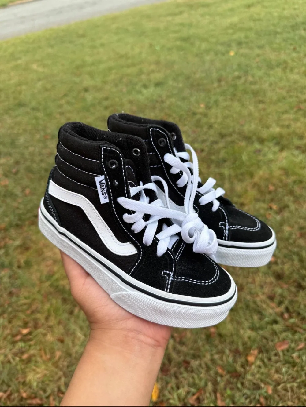 Vans Kids Black and White High-Top Skate Sneakers